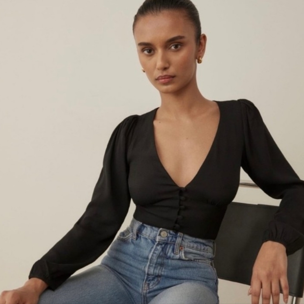 Reformation Nell Blouse Black Size S Sustainable Chic Top